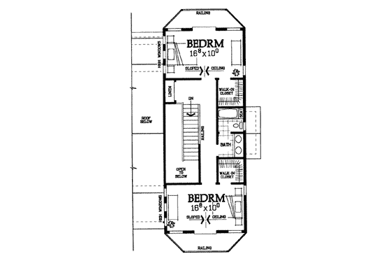 Floor Plan - Upper Floor for Victorian House Plan #72-224 - 3 bed, 2.5 bath
