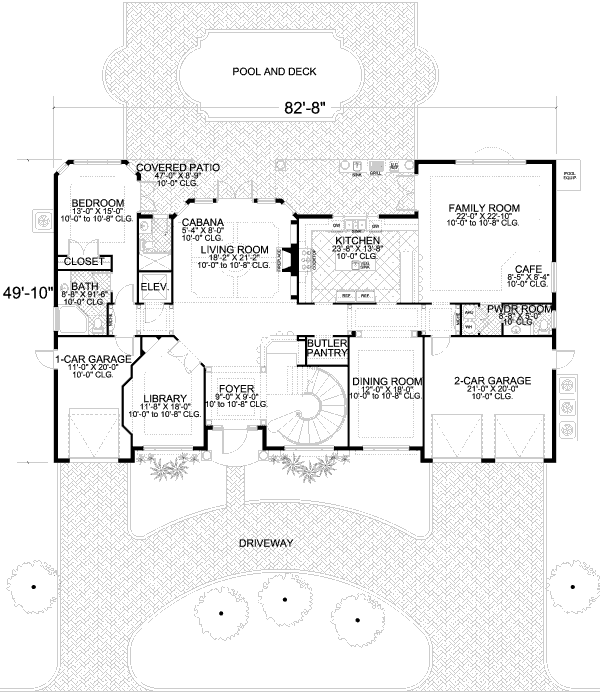 Mediterranean Floor Plan - Main Floor Plan #420-183