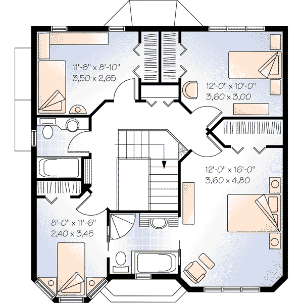 Architectural House Design - European Floor Plan - Upper Floor Plan #23-600