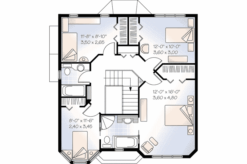 Home Plan - Floor Plan - Upper Floor for European House Plan #23-600 - 4 bed, 2.5 bath