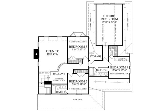 Floor Plan - Upper Floor for Country House Plan #137-115 - 4 bed, 3 bath