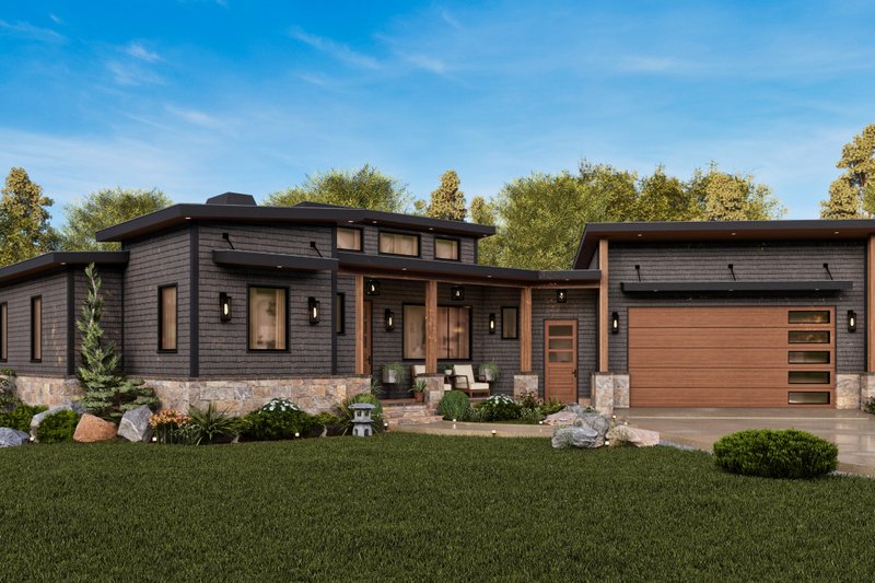Home Plan - Exterior - Front Elevation 8 for Contemporary House Plan #54-689 - 3 bed, 2 bath