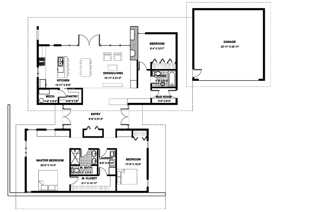 Modern Style House Plan - 3 Beds 2 Baths 2052 Sq/Ft Plan #498-4 - Houseplans .Com
