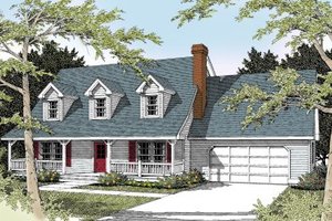 Colonial Exterior - Front Elevation Plan #100-225