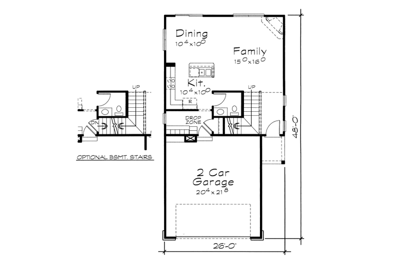 Home Plan - Floor Plan - Main Floor for Traditional House Plan #20-2101 - 3 bed, 2.5 bath