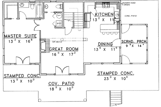 Floor Plan - Main Floor House Plan #117-387 - 3 bed, 2.5 bath