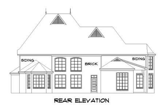 Exterior - Rear Elevation for European House Plan #424-62 - 6 bed, 4.5 bath