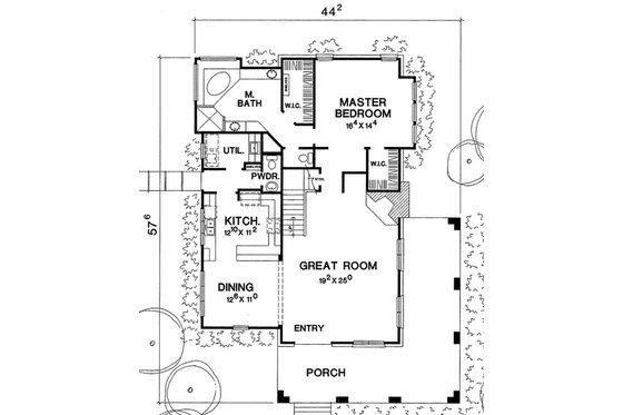 Floor Plan - Main Floor for Country House Plan #472-10 - 3 bed, 2.5 bath