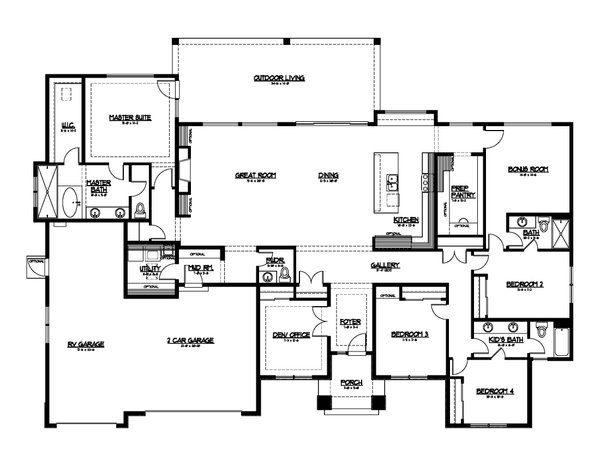 House Blueprint - Prairie Floor Plan - Main Floor Plan #569-67