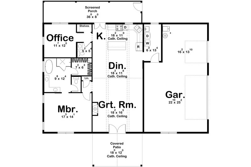 Dream House Plan - Floor Plan - Main Floor for Barndominium House Plan #455-552 - 1 bed, 1.5 bath