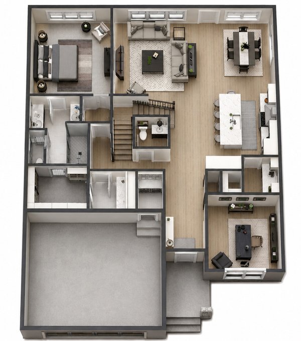 House Blueprint - Floor Plan - Main Floor 1 for Craftsman House Plan #51-1540 - 3 bed, 2.5 bath