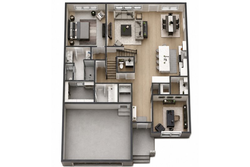 House Blueprint - Floor Plan - Main Floor 1 for Craftsman House Plan #51-1540 - 3 bed, 2.5 bath
