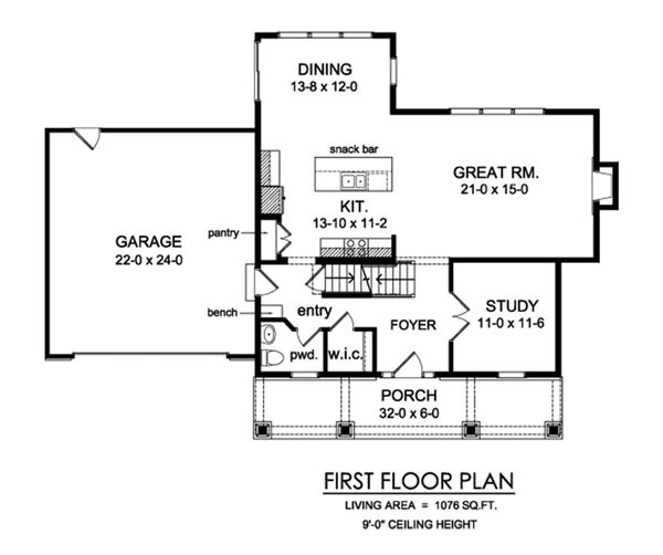 House Design - Traditional Floor Plan - Main Floor Plan #1010-229