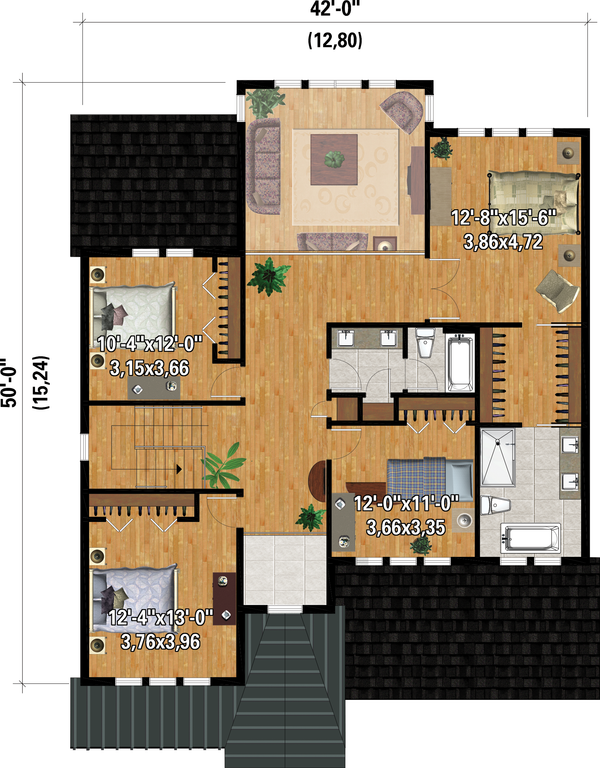 House Blueprint - Farmhouse Floor Plan - Upper Floor Plan #25-4953