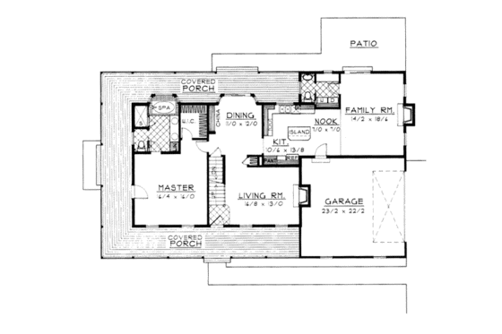 Floor Plan - Main Floor for Country House Plan #93-210 - 5 bed, 3.5 bath