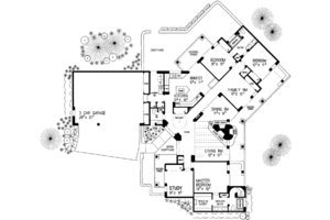 Floor Plan - Main Floor for Adobe / Southwestern House Plan #72-145 - 3 bed, 2.5 bath