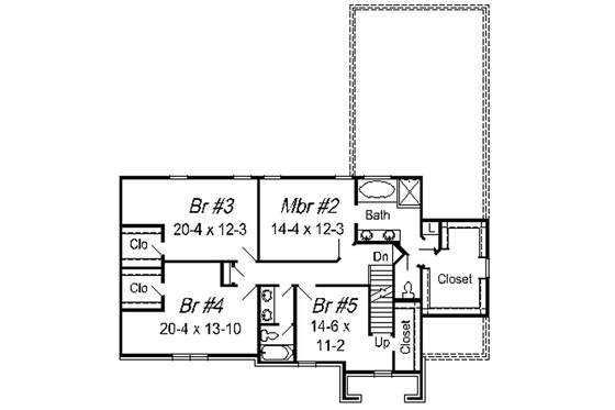 Floor Plan - Upper Floor for European House Plan #329-284 - 5 bed, 3.5 bath