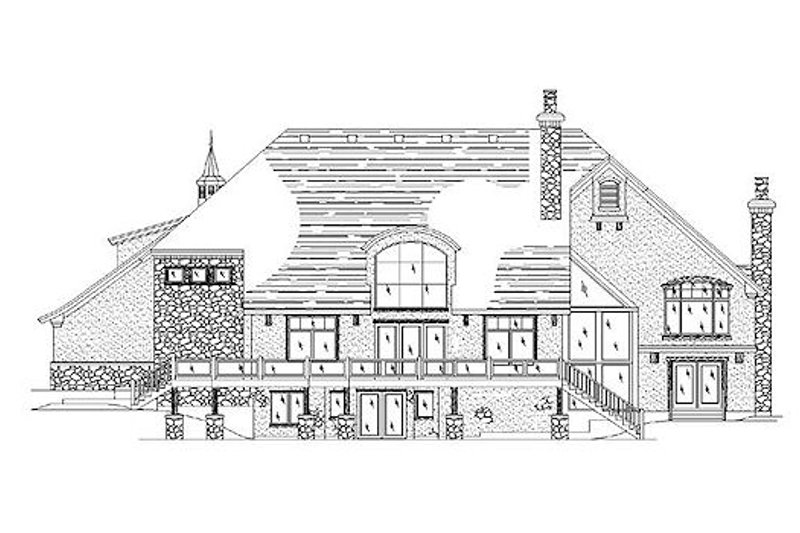 Dream House Plan - Exterior - Rear Elevation for European House Plan #5-408 - 5 bed, 4.5 bath