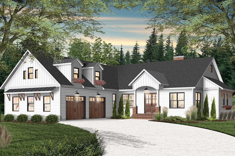 House Blueprint - Farmhouse Exterior - Front Elevation Plan #23-2689