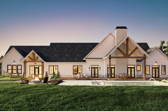 Exterior - Rear Elevation for Farmhouse House Plan #119-460 - 4 bed, 3 bath