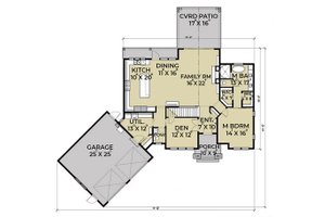 Floor Plan - Main Floor for Farmhouse House Plan #1070-10 - 3 bed, 2.5 bath