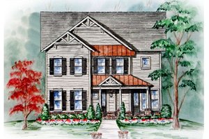 Cottage Exterior - Front Elevation Plan #54-117