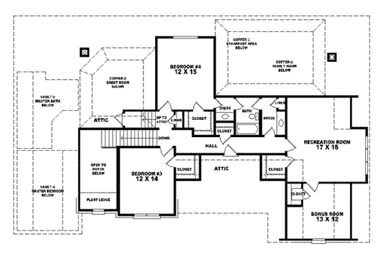 Floor Plan - Upper Floor for European House Plan #81-586 - 4 bed, 3.5 bath