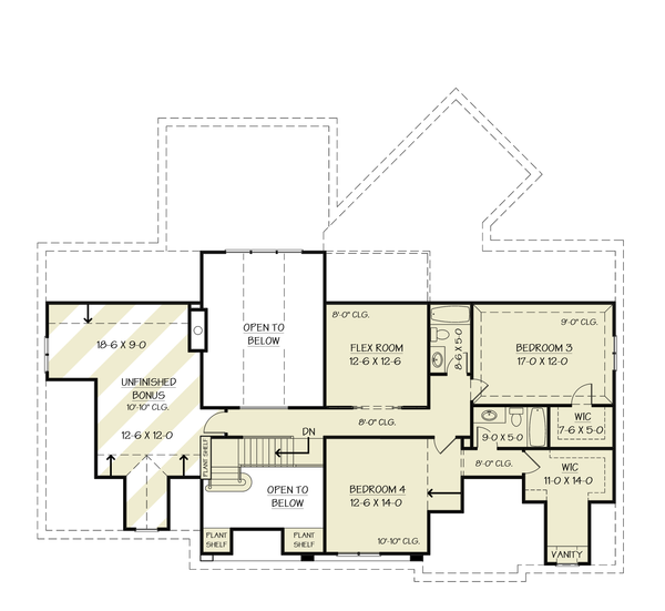 House Blueprint - Farmhouse Floor Plan - Upper Floor Plan #119-459