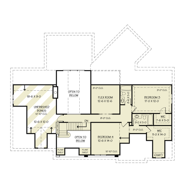 Farmhouse Floor Plan - Upper Floor Plan #119-459