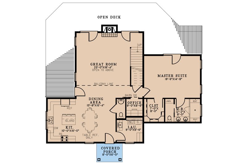 House Blueprint - Floor Plan - Main Floor for Craftsman House Plan #923-310 - 3 bed, 2.5 bath