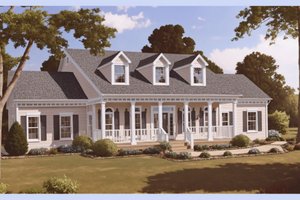 Exterior - Front Elevation for Farmhouse House Plan #3-295 - 4 bed, 2.5 bath