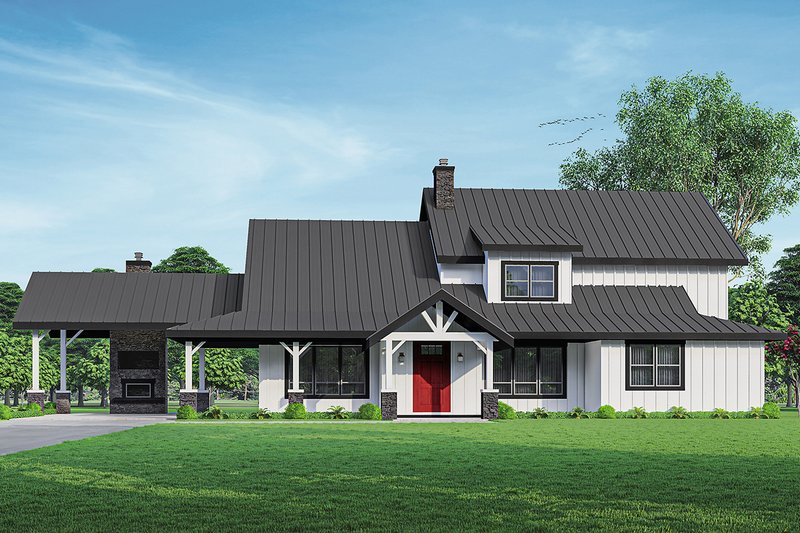 Architectural House Design - Farmhouse Exterior - Front Elevation Plan #124-1253