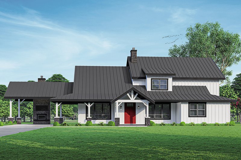 House Blueprint - Farmhouse Exterior - Front Elevation Plan #124-1253