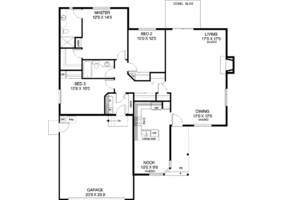 Floor Plan - Main Floor for Traditional House Plan #60-407 - 3 bed, 2 bath