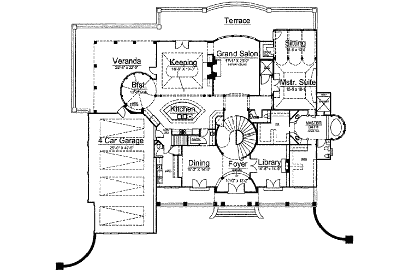 Dream House Plan - Floor Plan - Main Floor for Classical House Plan #119-180 - 5 bed, 6.5 bath