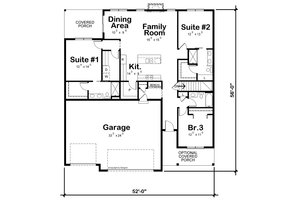 Floor Plan - Main Floor for Ranch House Plan #20-2512 - 3 bed, 3 bath