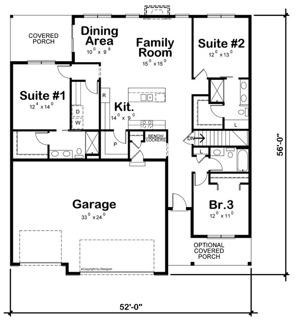 House Blueprint - Ranch Floor Plan - Main Floor Plan #20-2512