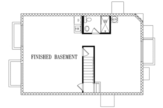 Floor Plan - Lower Floor for Adobe / Southwestern House Plan #1-122 - 2 bed, 2 bath