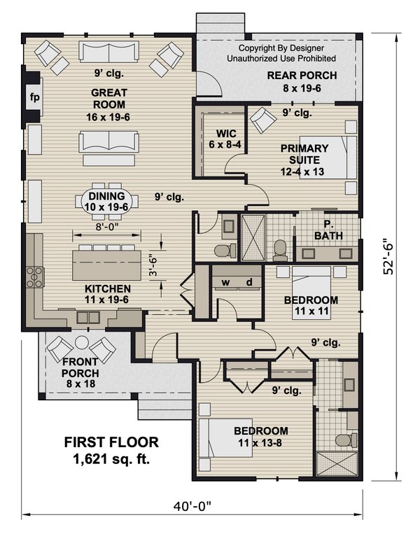 House Blueprint - Farmhouse Floor Plan - Main Floor Plan #51-1386