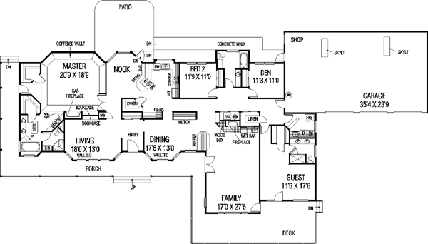 Home Plan - Craftsman Floor Plan - Main Floor Plan #60-436