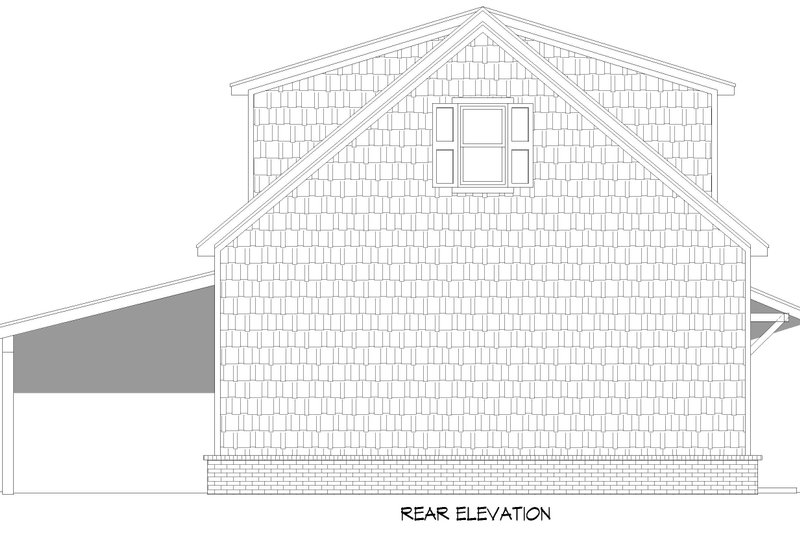 House Blueprint - Exterior - Rear Elevation for Country House Plan #932-1404 - 1 bed, 1 bath