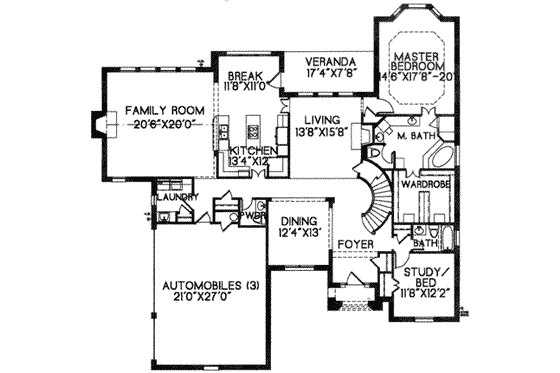 Floor Plan - Main Floor for European House Plan #141-118 - 5 bed, 4.5 bath