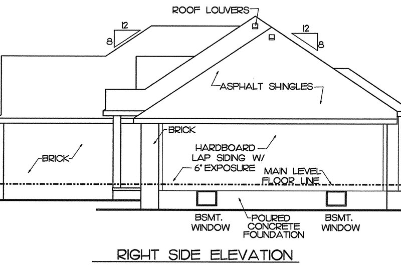 House Blueprint - Exterior - Front Elevation 4 for European House Plan #20-2151 - 3 bed, 2 bath