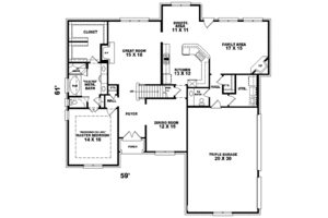 Floor Plan - Main Floor for European House Plan #81-555 - 4 bed, 3.5 bath