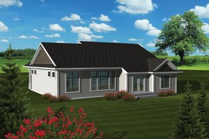 Exterior - Rear Elevation for Traditional House Plan #70-1081 - 3 bed, 2 bath