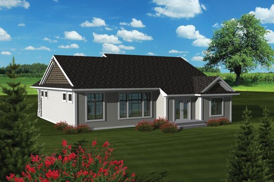 Exterior - Rear Elevation for Traditional House Plan #70-1081 - 3 bed, 2 bath