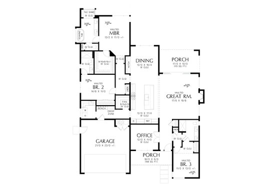 Floor Plan - Main Floor for Contemporary House Plan #48-1181 - 3 bed, 3 bath