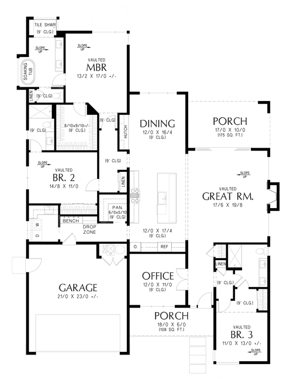 Contemporary Floor Plan - Main Floor Plan #48-1181