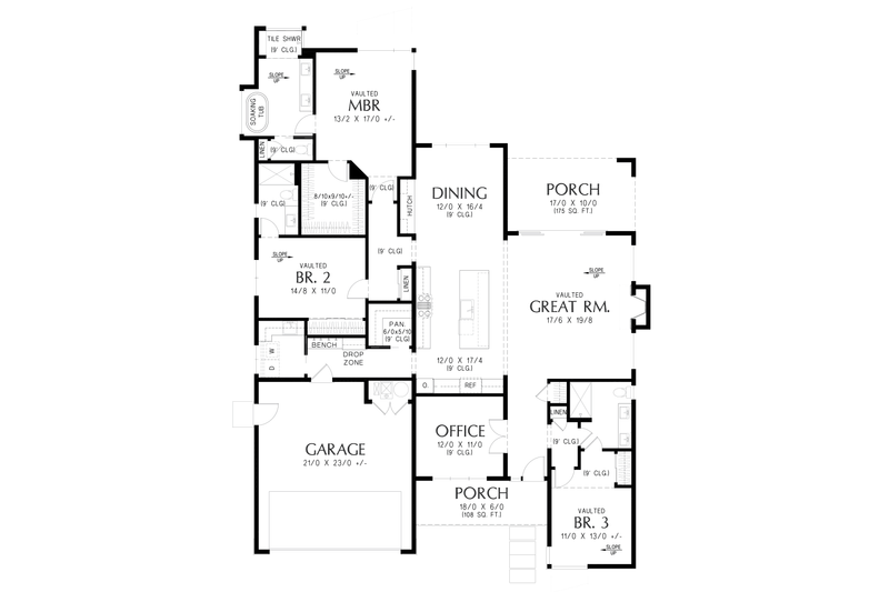 House Design - Floor Plan - Main Floor for Contemporary House Plan #48-1181 - 3 bed, 3 bath
