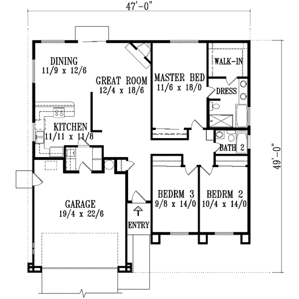 House Design - Adobe / Southwestern Floor Plan - Main Floor Plan #1-1295